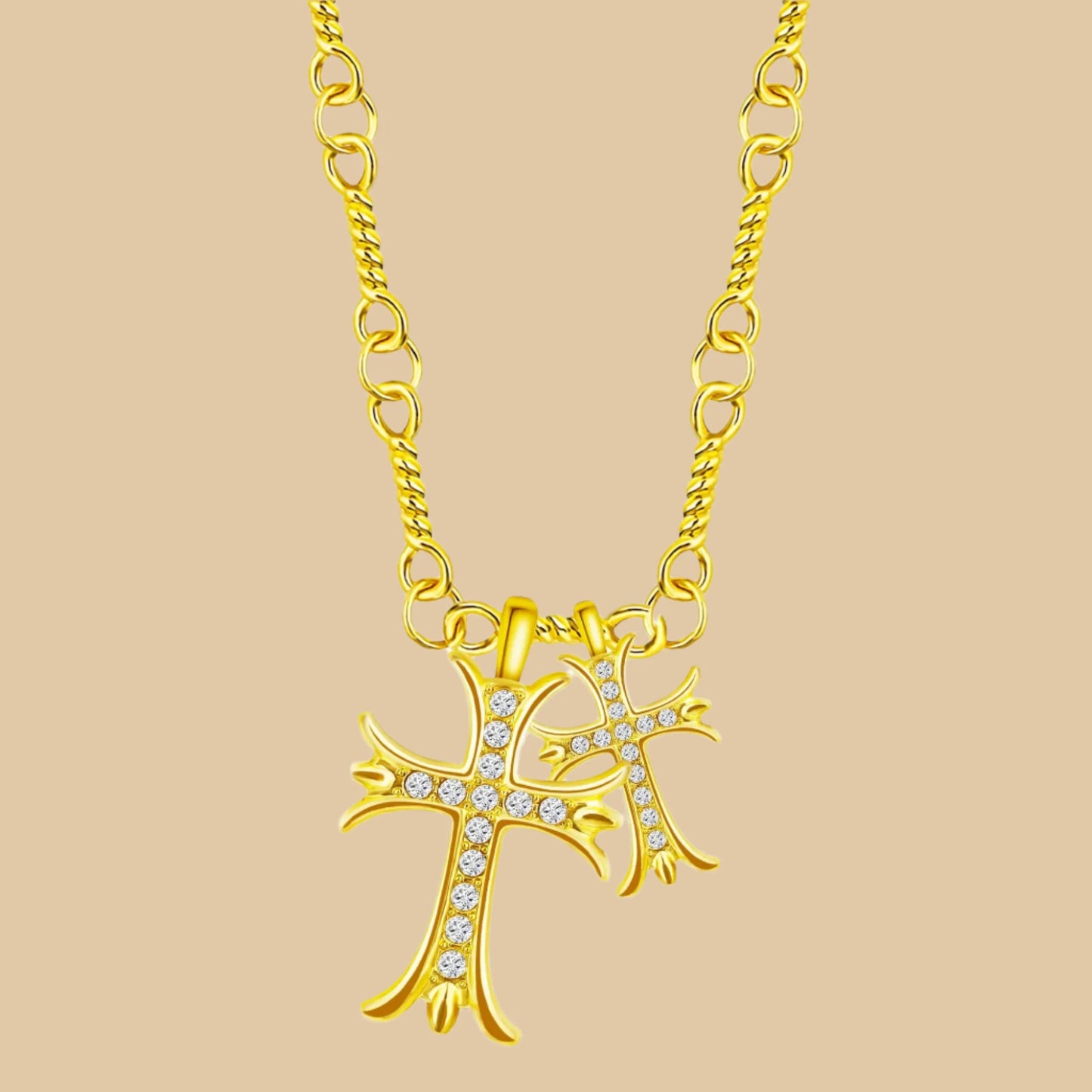 Roma Double Cross Necklace