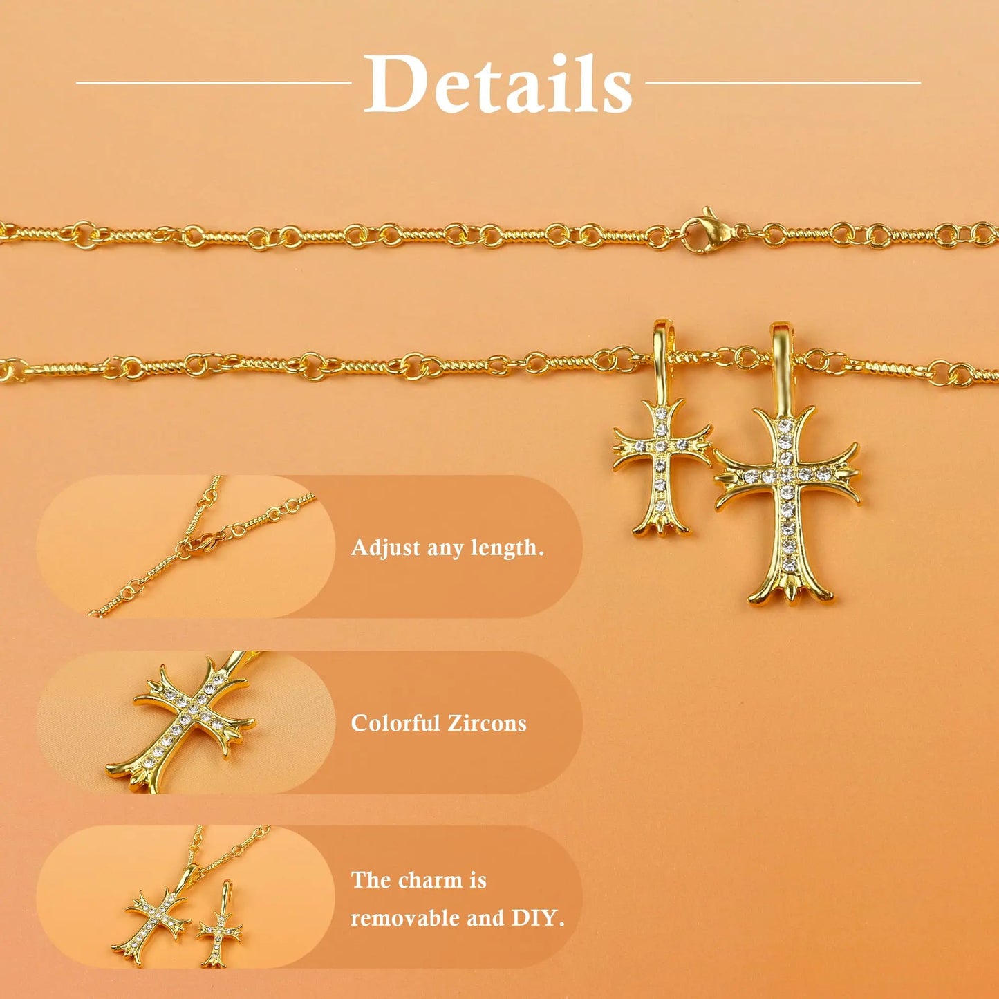 Roma Double Cross Necklace