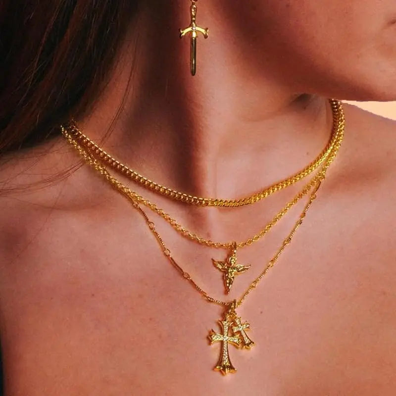 Roma Double Cross Necklace