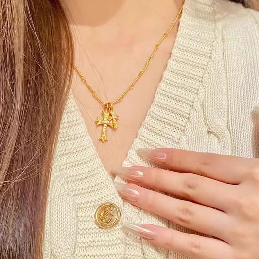 Roma Double Cross Necklace